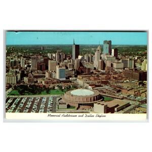 Dallas Texas Memorial Auditorium Skyline Curteichcolor Postcard 1972